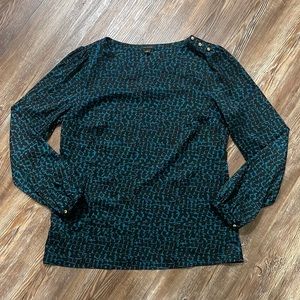 NWT Ann Taylor Patterned Blouse with Shoulder Buttons